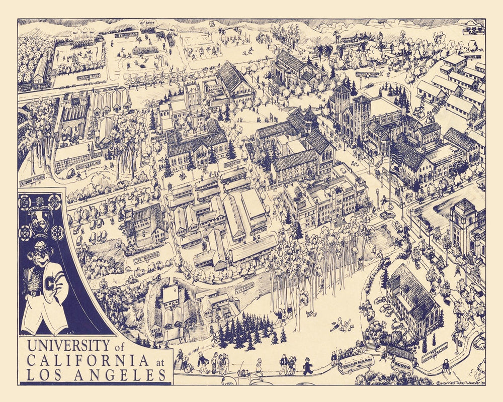 Vintage Map of University of California Los Angeles, 1930 print style example