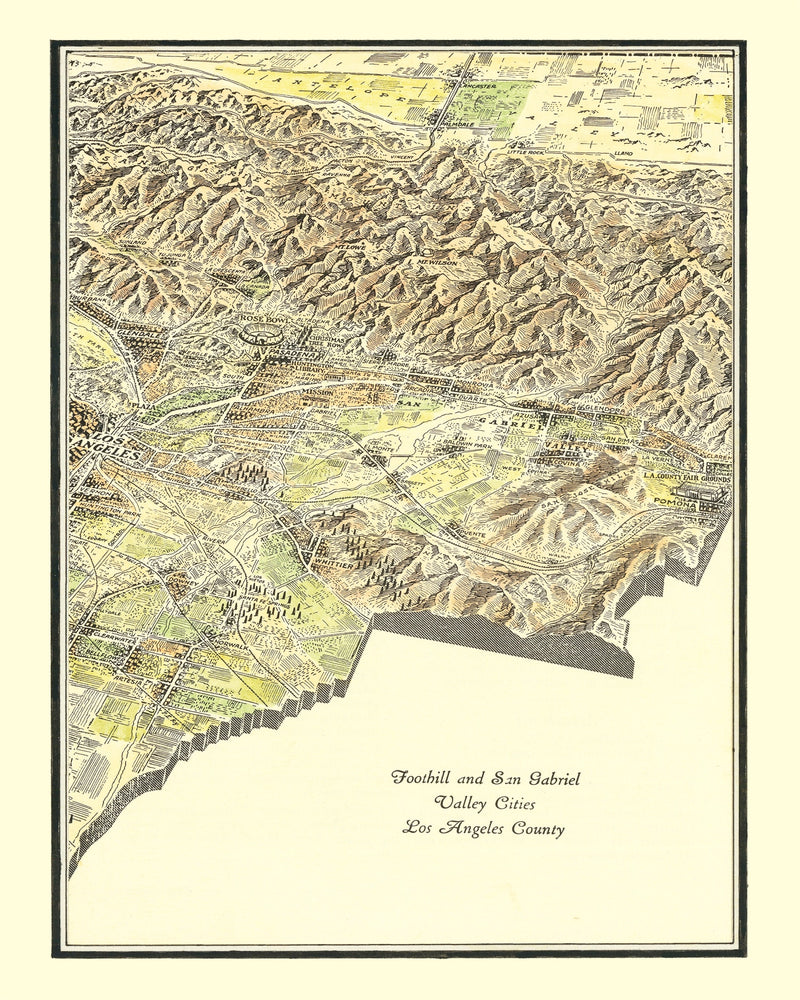 Size comparison using Vintage Map of San Gabriel Valley, California 1931