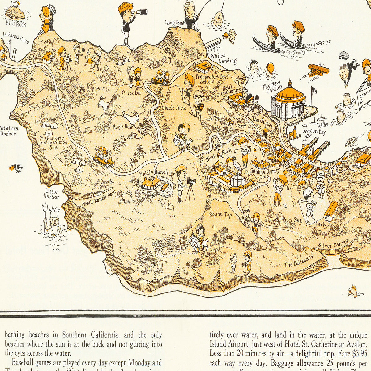 Restored historic details from the 1933 island map of Los Angeles County, California