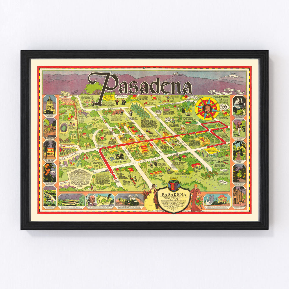 Pasadena Vintage Map 1933