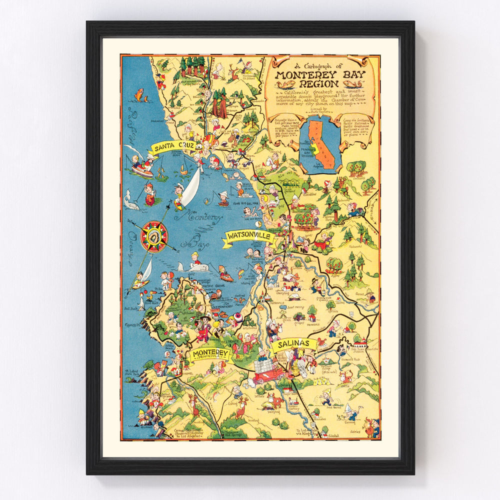 Monterey Bay Vintage Map 1933