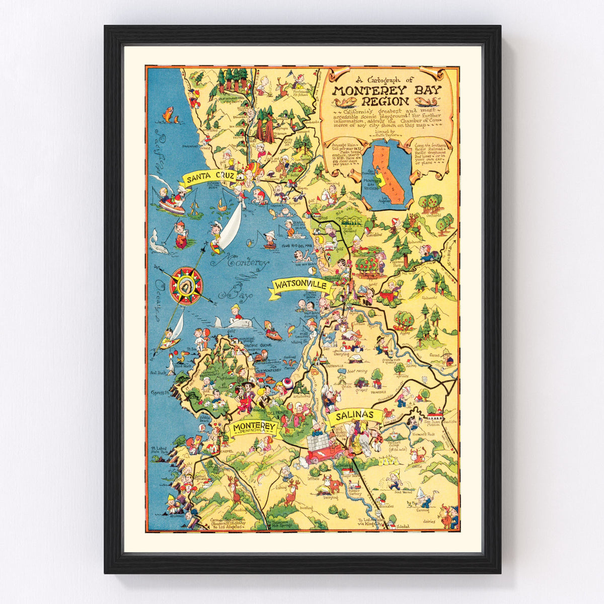Monterey Bay Vintage Map 1933