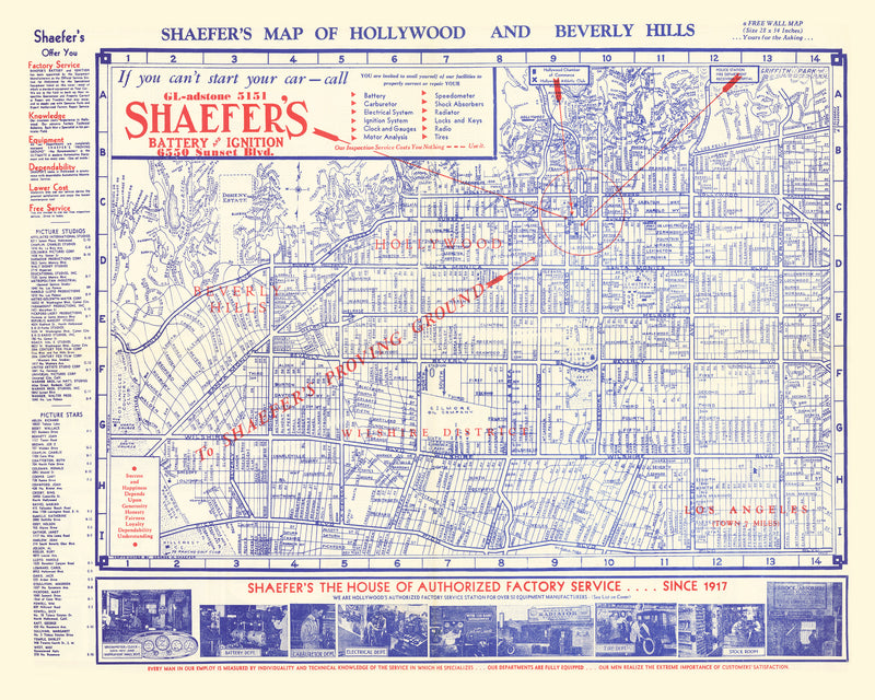 Size comparison using Vintage Map of Hollywood, California 1935