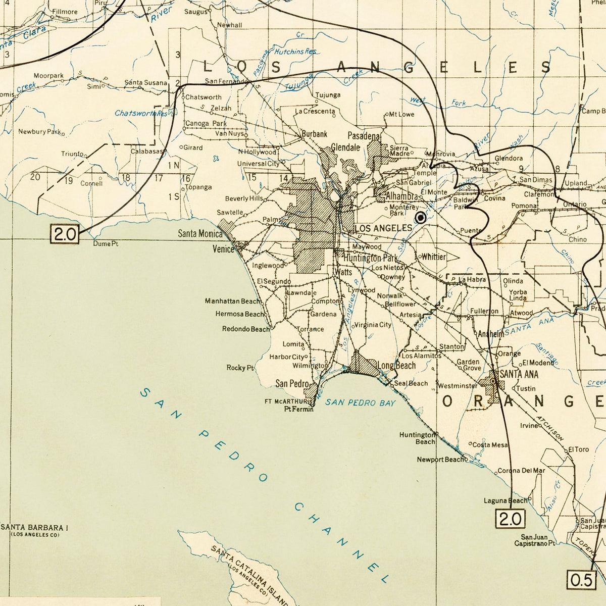 Restored historic details from the 1935 city map of Pasadena, California