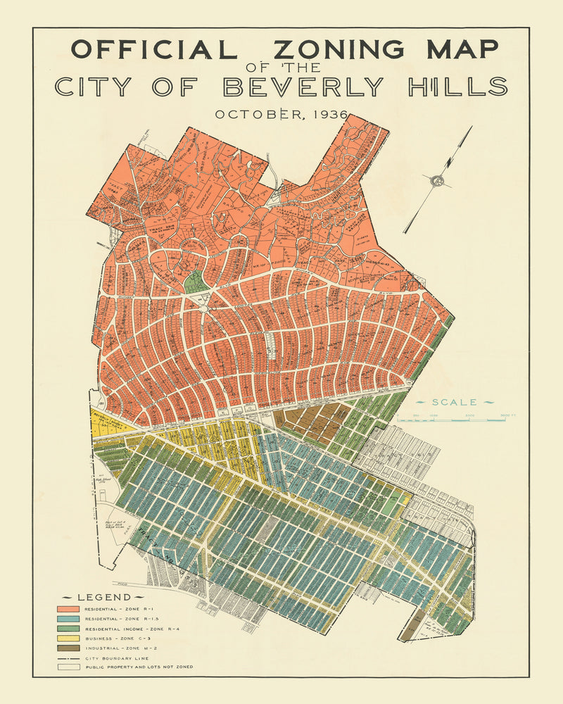 Size comparison using Vintage Map of Beverly Hills, California 1936