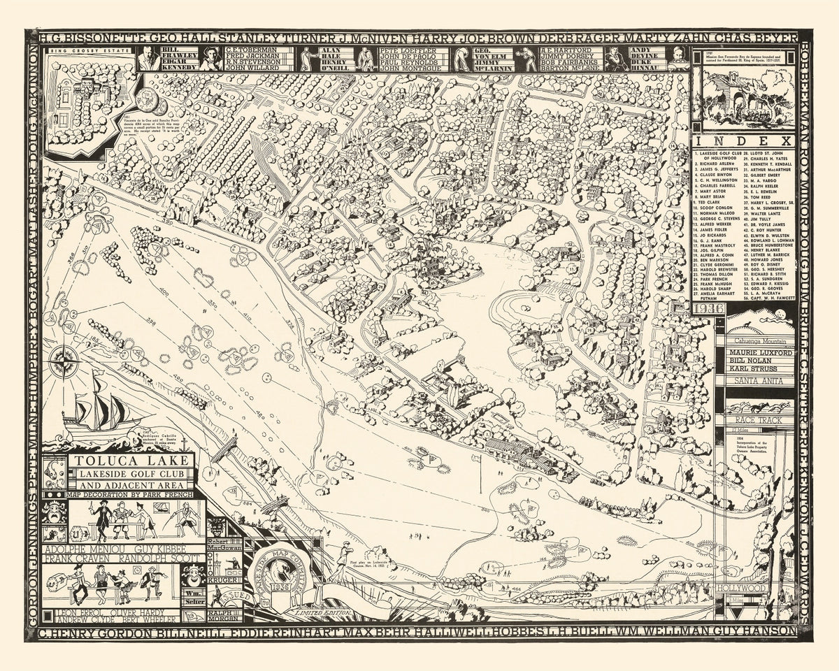 Preview of Vintage Map of Toluca Lake Lakeside Golf Club, 1936