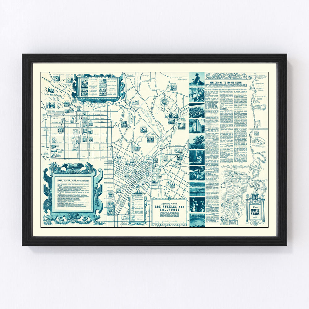 Hollywood Vintage Map 1937