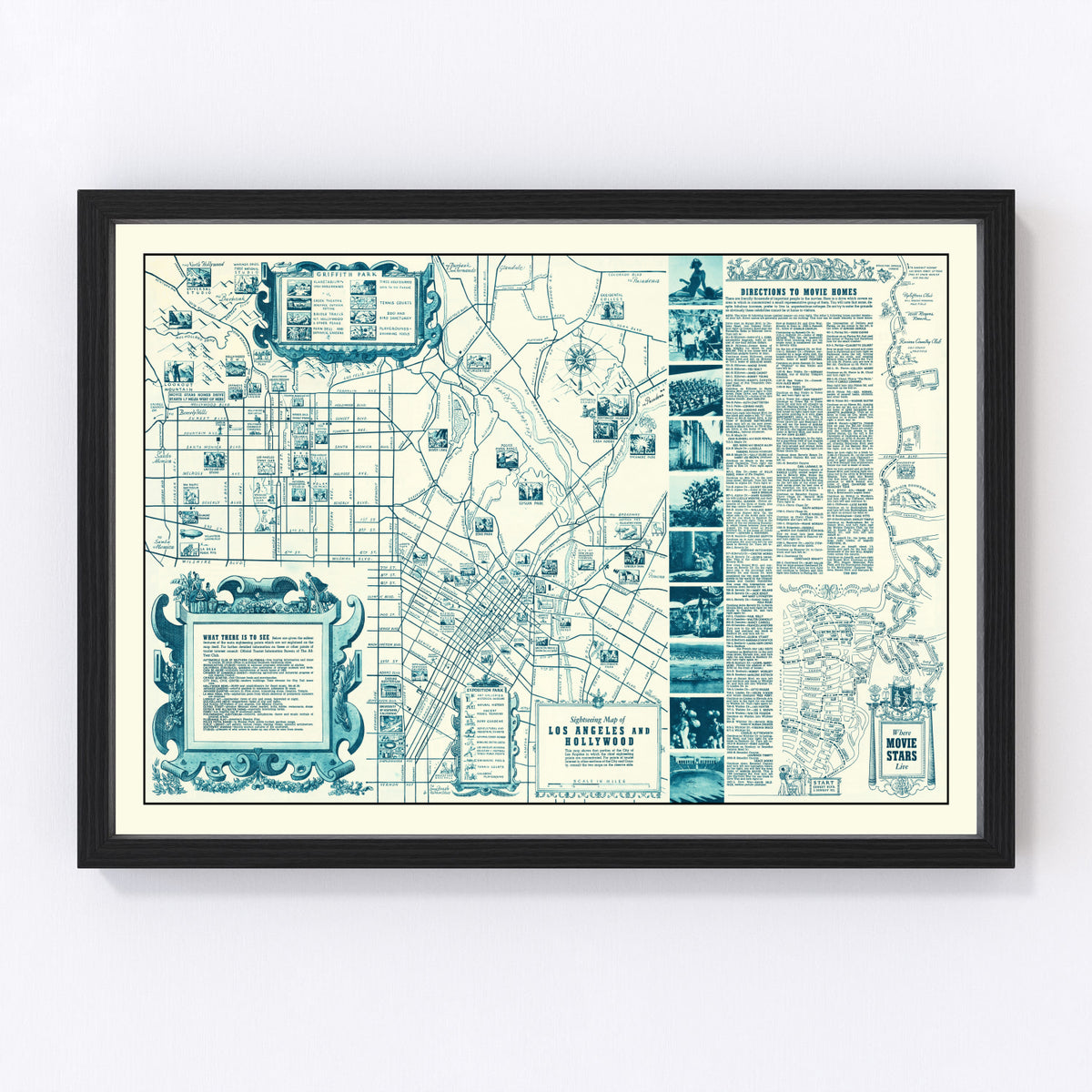 Hollywood Vintage Map 1937