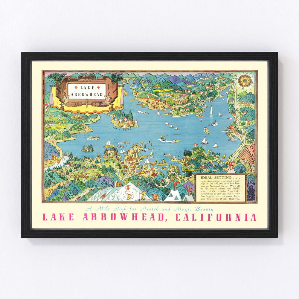 Lake Arrowhead Vintage Map 1938