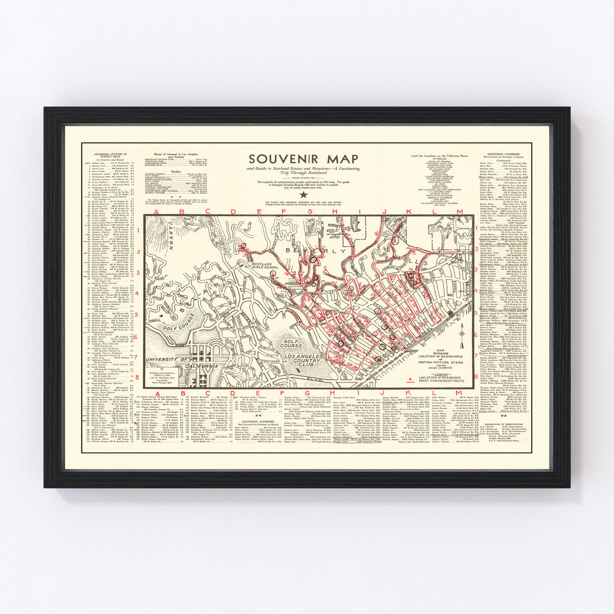 Beverly Hills Vintage Map 1938