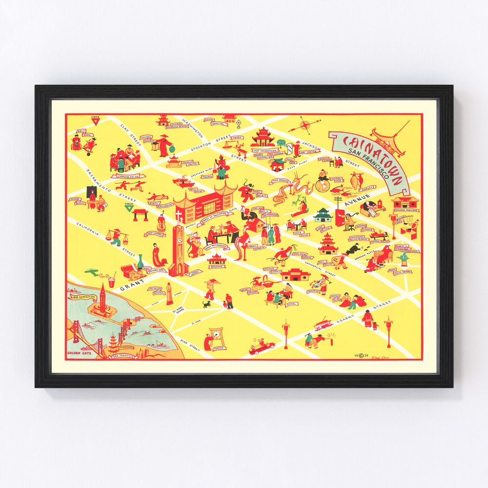 Chinatown San Francisco Vintage Map 1939