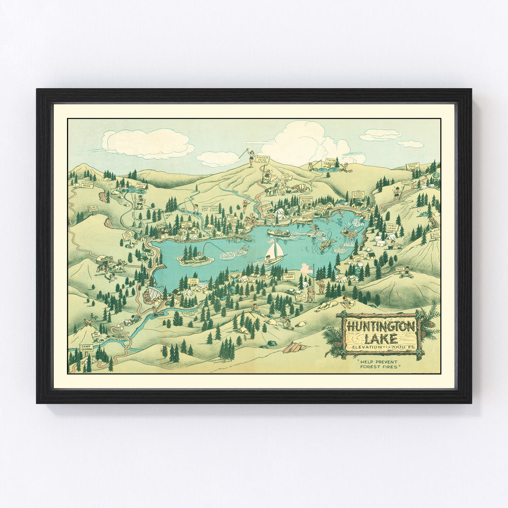 Huntington Lake Vintage Map 1940