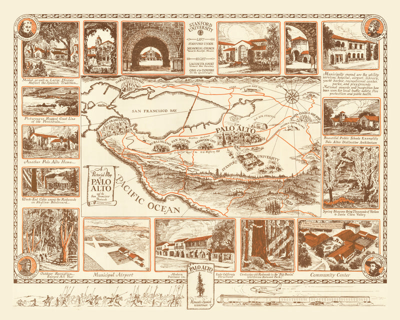 Size comparison using Vintage Map of Palo Alto, California 1940