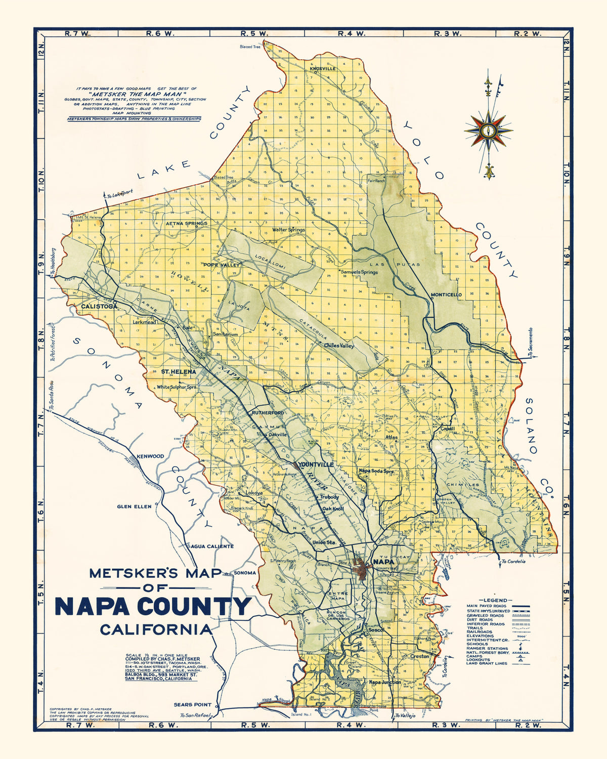 Preview of Vintage Map of Napa County, California 1940