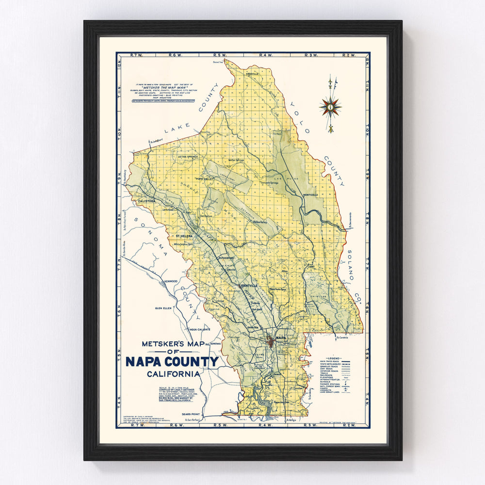 Napa County Vintage Map 1940