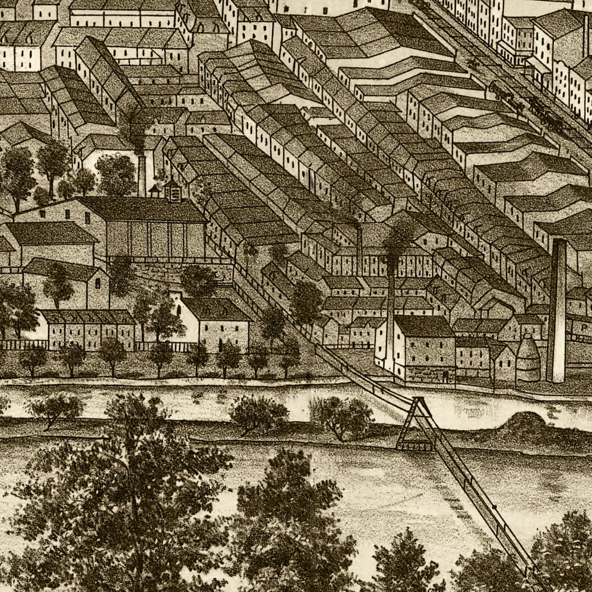 Restored historic details from the 1881 city map of Reading, Pennsylvania