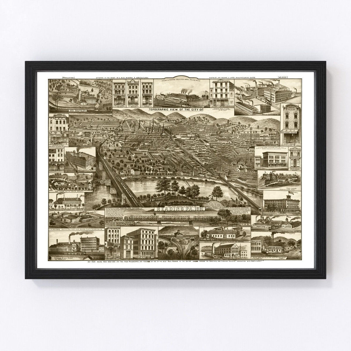 Reading Vintage Map 1881