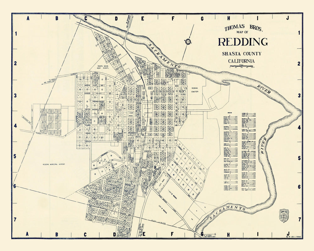 Vintage Map of Redding, California 1920 print style example