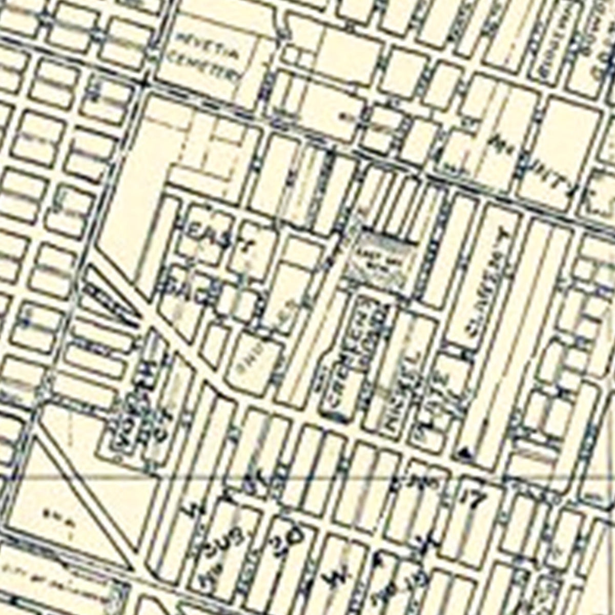 Restored historic details from the 1920 city map of Sacramento, California