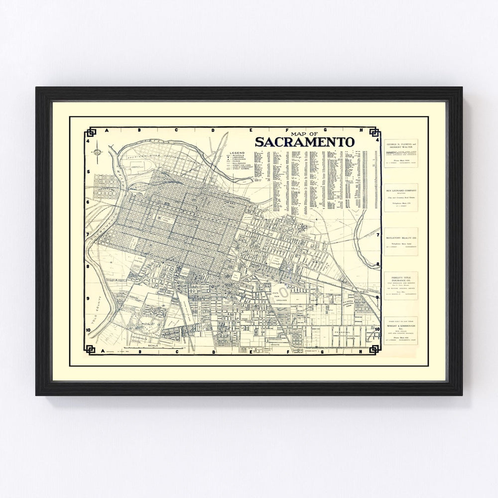 Sacramento Vintage Map 1920