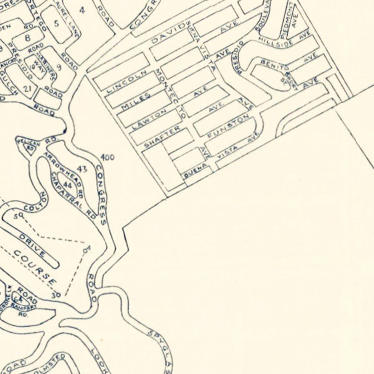 Restored historic details from the 1920 city map of Monterey, California