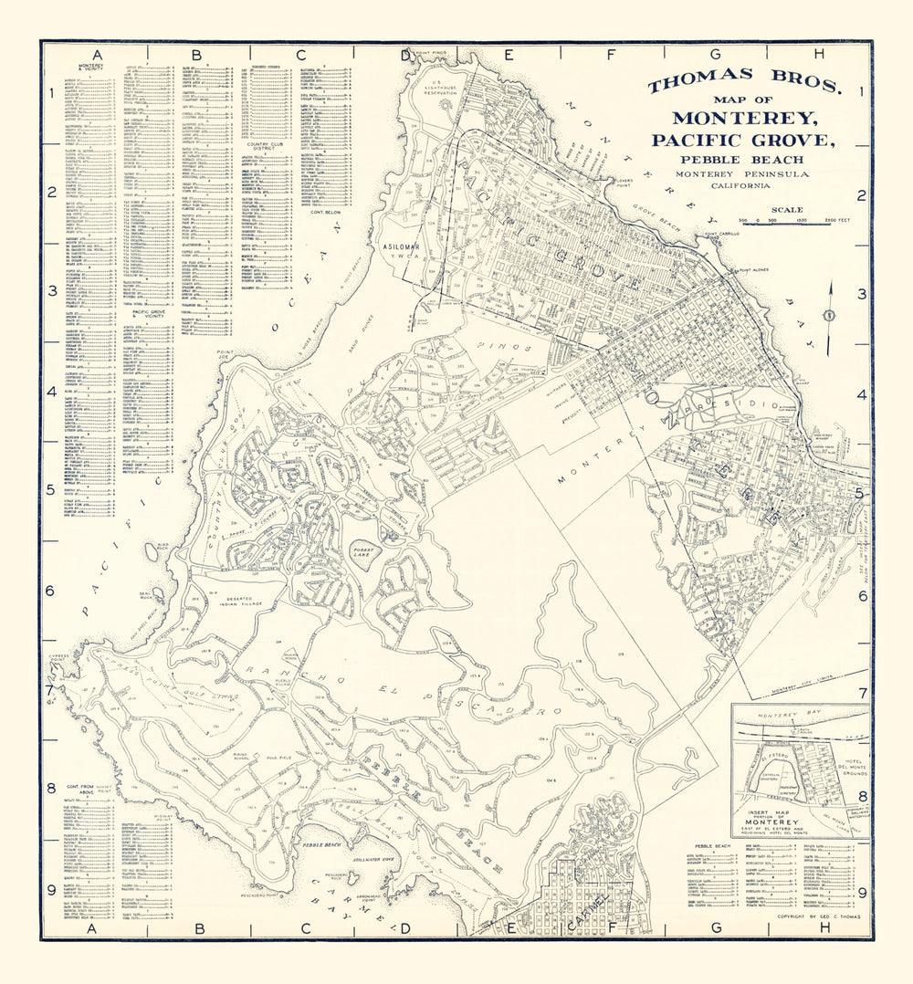 Vintage Map of Monterey, California 1920 print style example