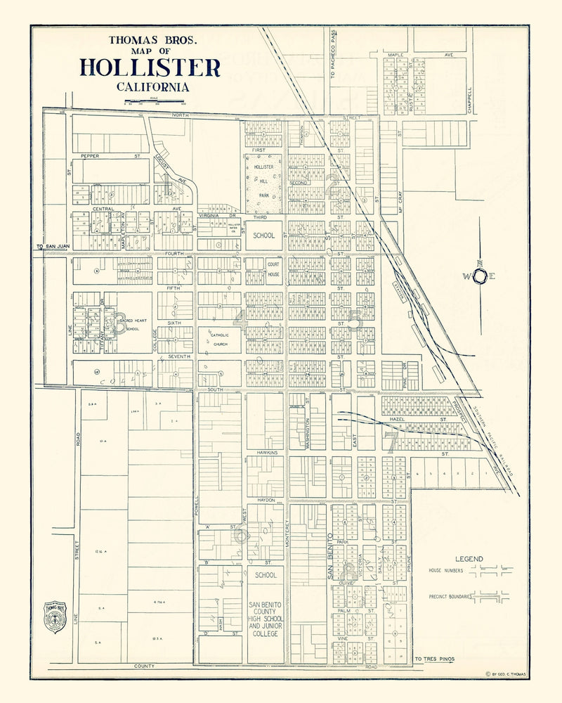 Size comparison using Vintage Map of Hollister, California 1920