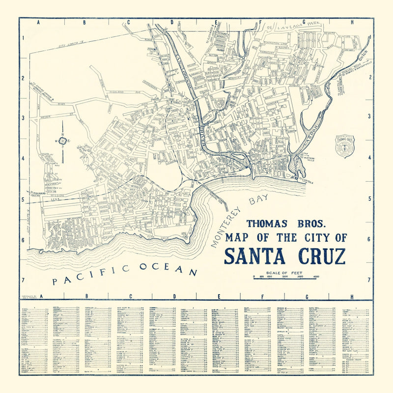 Size comparison using Vintage Map of Santa Cruz, California 1920