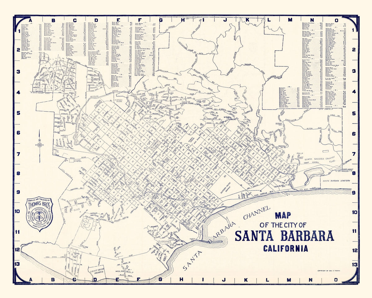 Preview of Vintage Map of Santa Barbara, California 1920