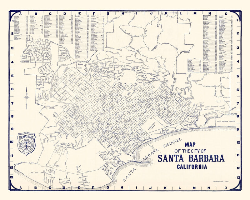 Size comparison using Vintage Map of Santa Barbara, California 1920