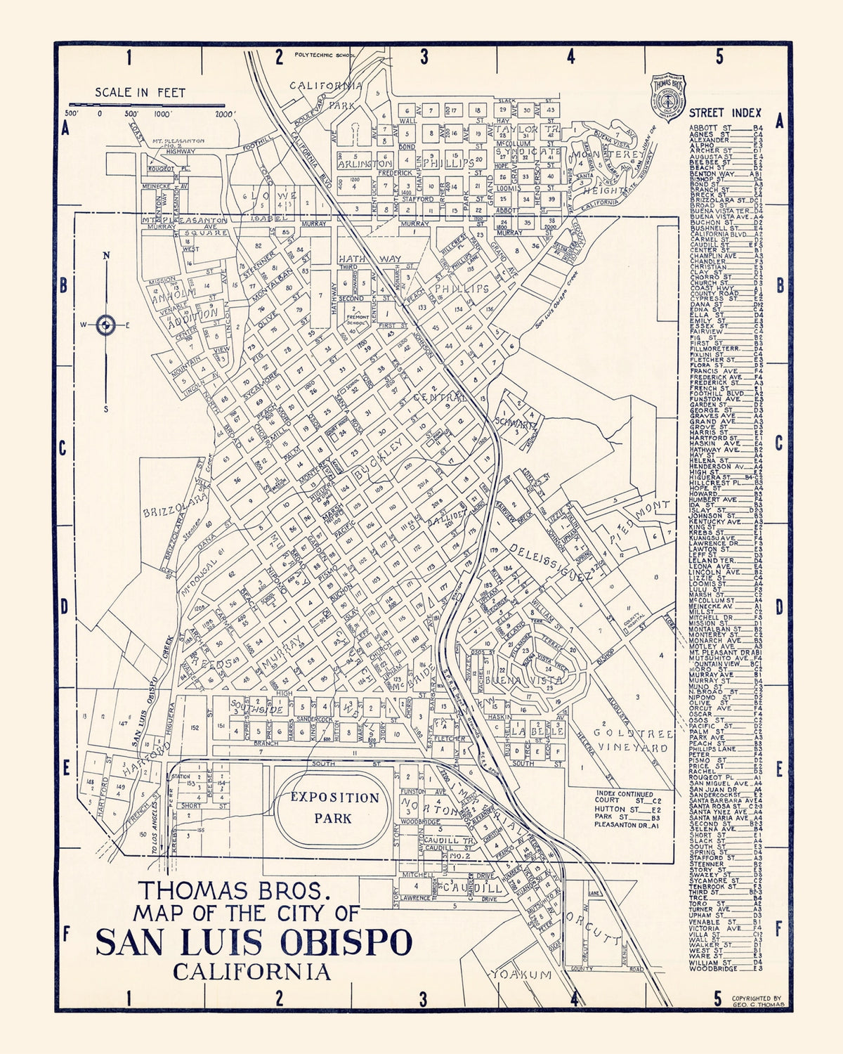 Preview of Vintage Map of San Luis Obispo, California 1920