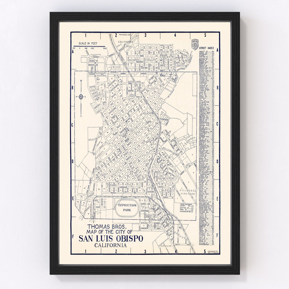 San Luis Obispo Vintage Map 1920
