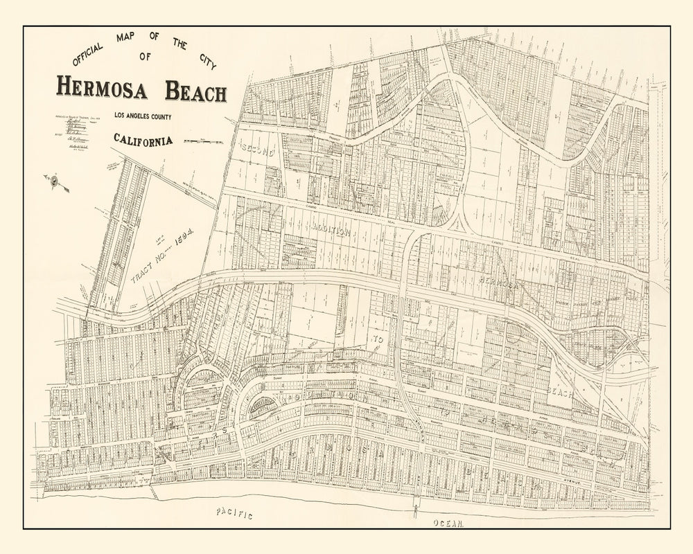 Vintage Map of Hermosa Beach, California 1922 print style example