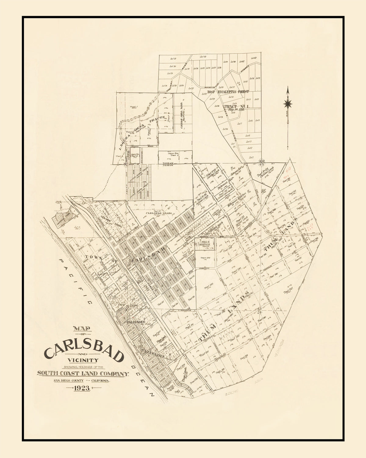 Preview of Vintage Map of Carlsbad, California 1923