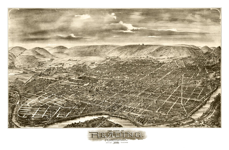 Size comparison using Vintage Map of Reading, Pennsylvania 1898