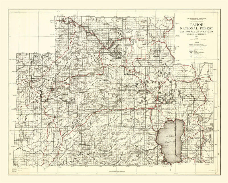 Size comparison using Vintage Map of Tahoe National Forest 1925