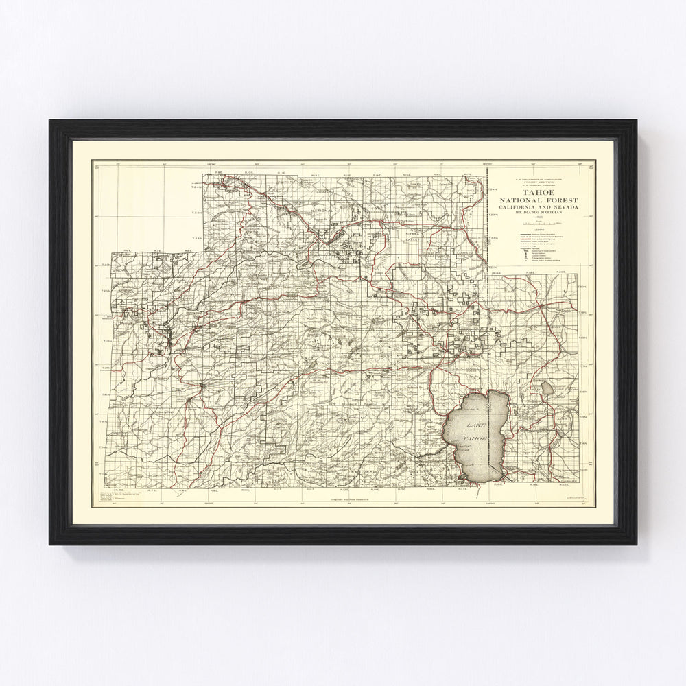 Tahoe National Forest Vintage Map 1925