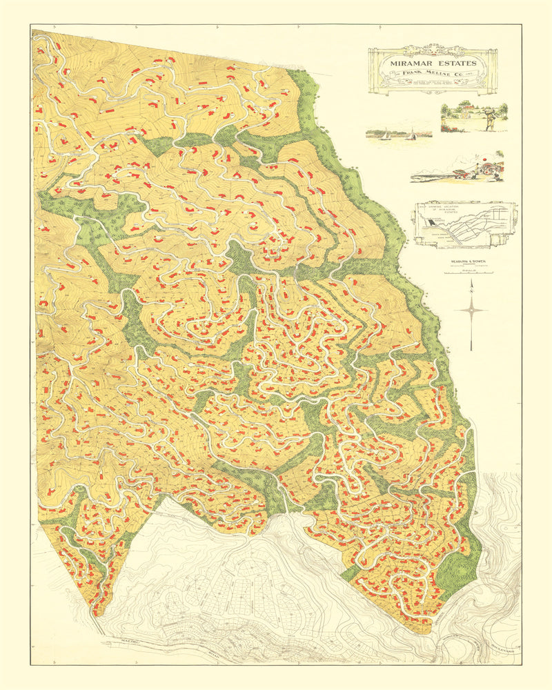 Size comparison using Vintage Map of Pacific Palisades, California 1926
