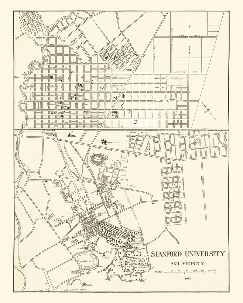Size comparison using Vintage Map of Stanford University, 1928