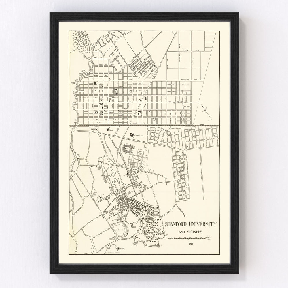 Stanford University Vintage Map 1928