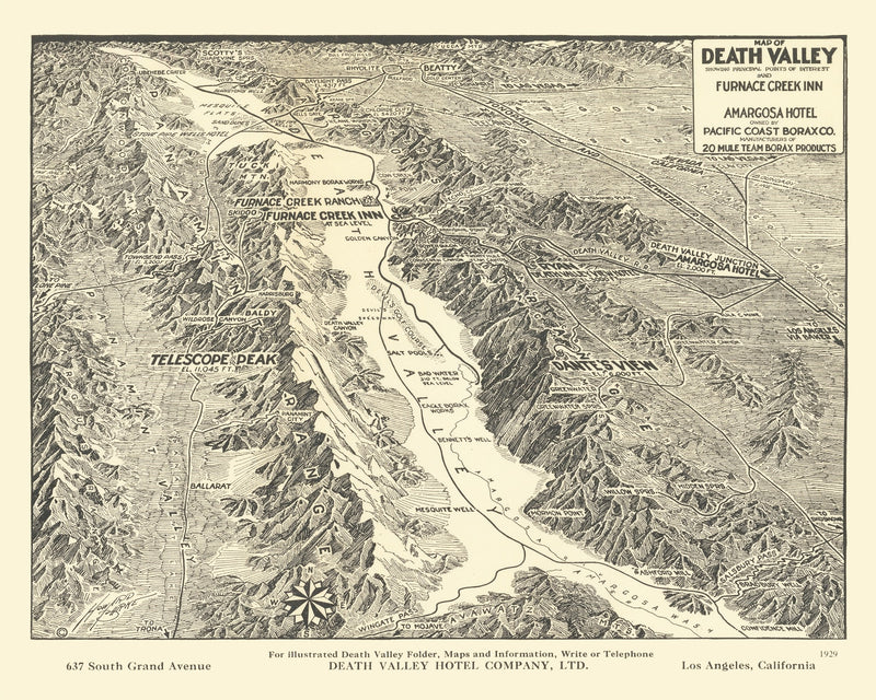 Size comparison using Vintage Map of Death Valley 1929