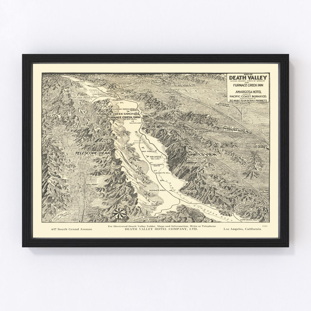 Death Valley Vintage Map 1929