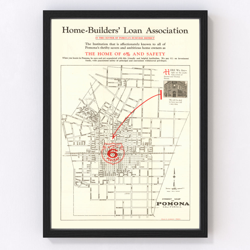 Pomona Vintage Map 1926