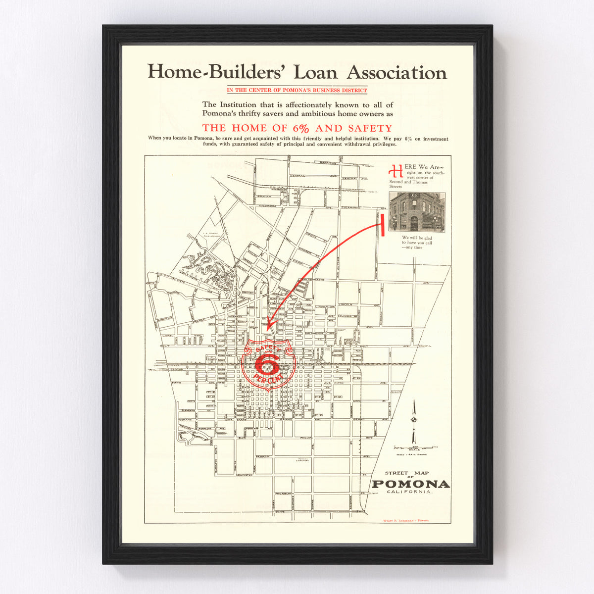 Pomona Vintage Map 1926