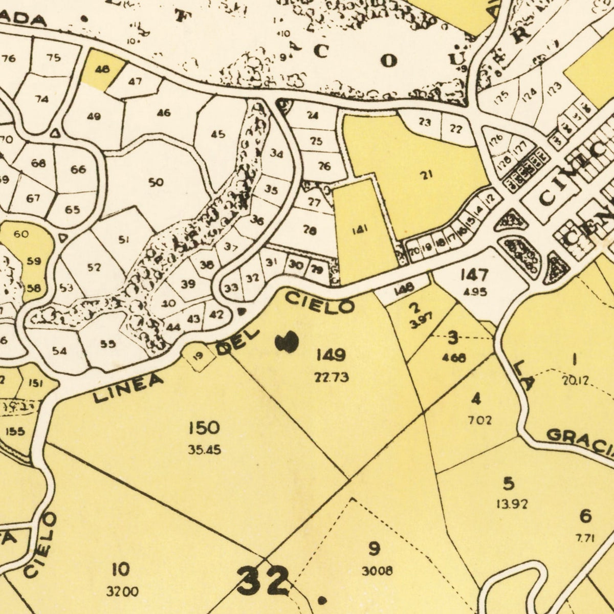 Restored historic details from the 1929 city map of Rancho Santa Fe, California
