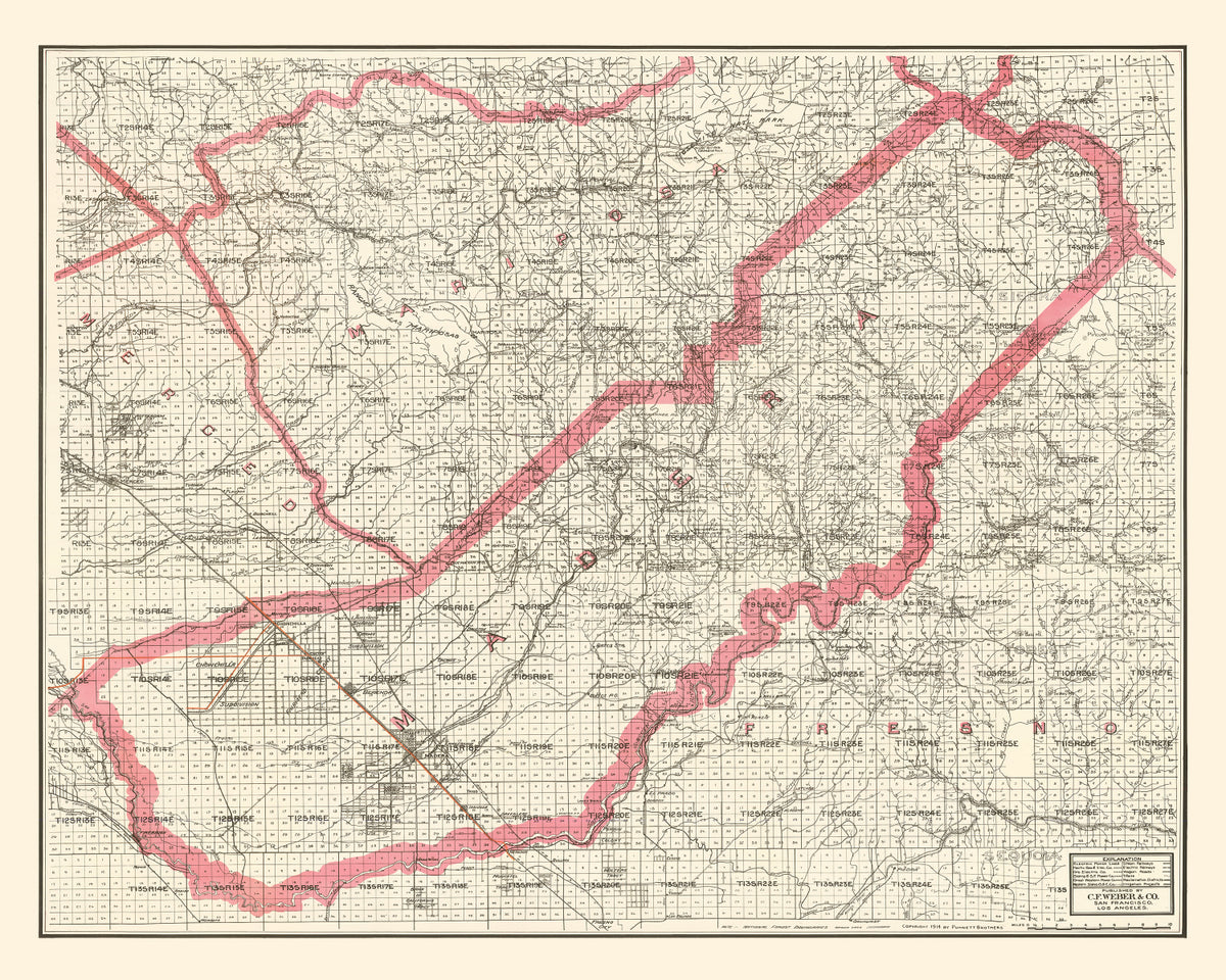 Preview of Vintage Map of Madera County, California 1914