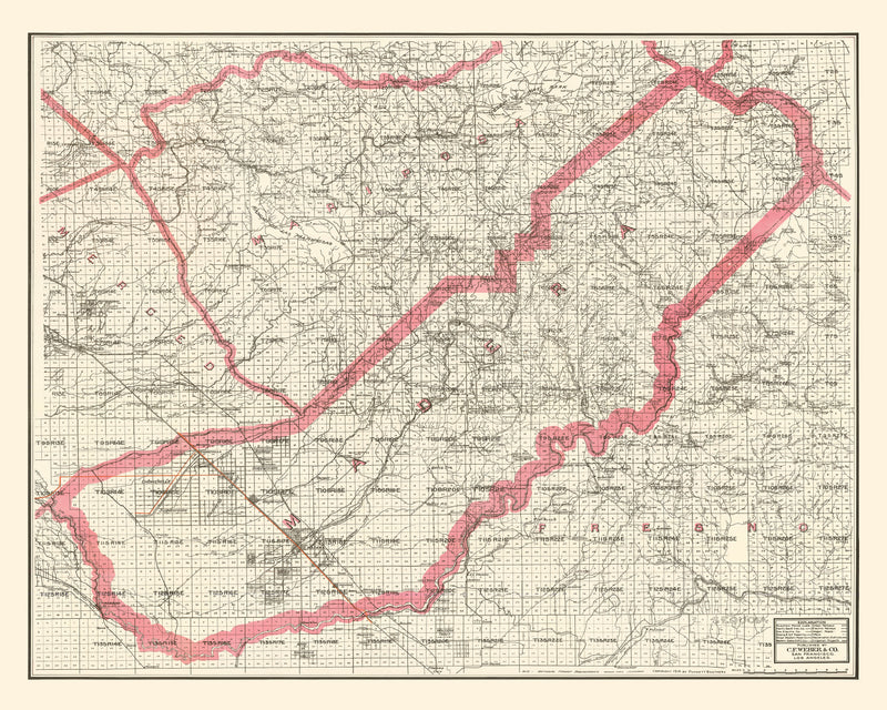 Size comparison using Vintage Map of Madera County, California 1914
