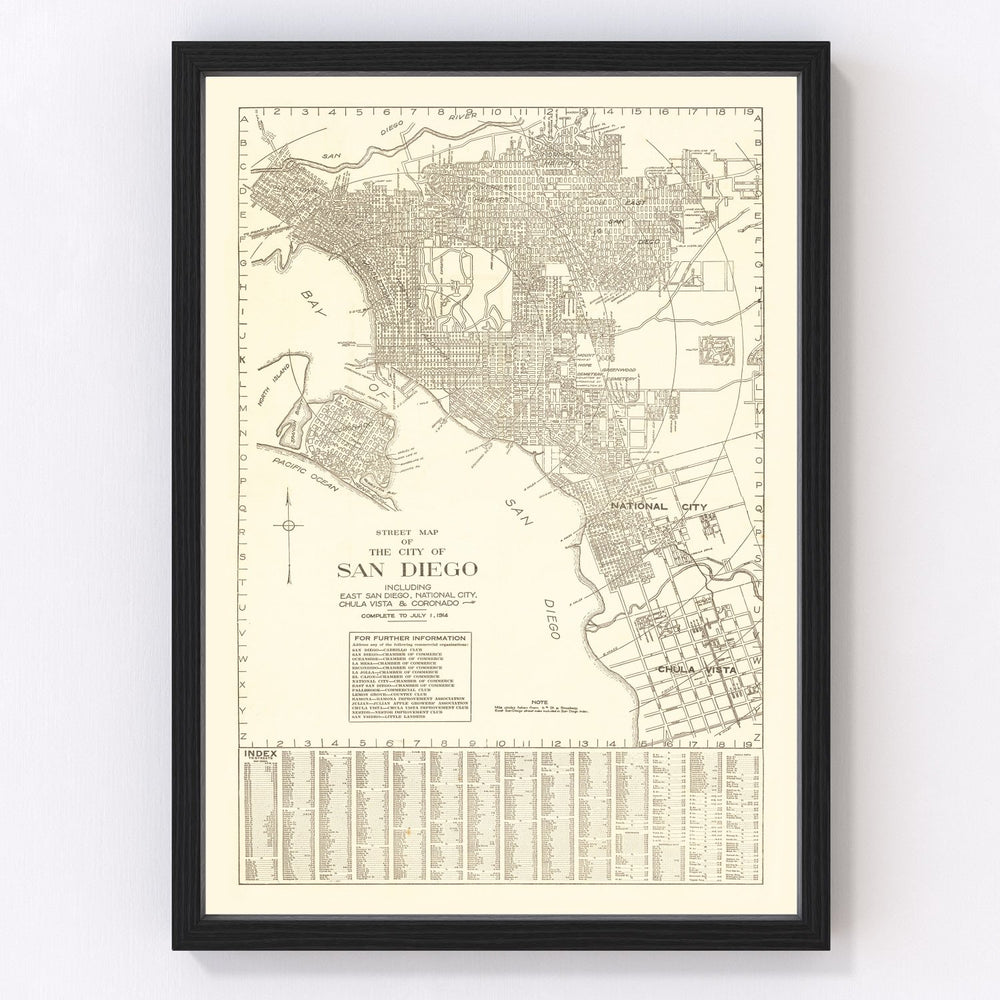 San Diego Vintage Map 1914