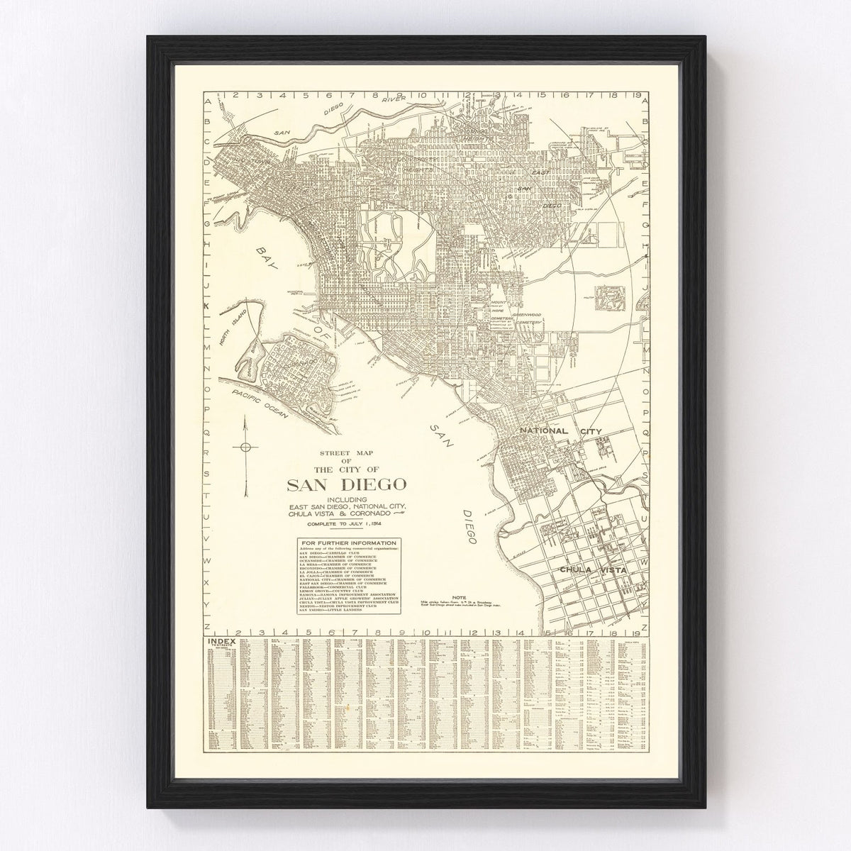 San Diego Vintage Map 1914
