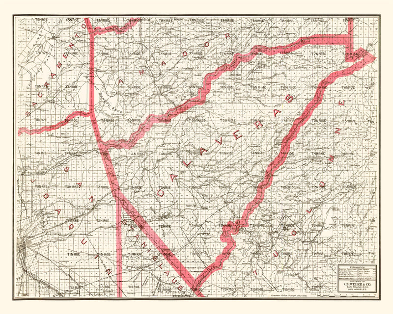 Size comparison using Vintage Map of Calaveras County, California 1914